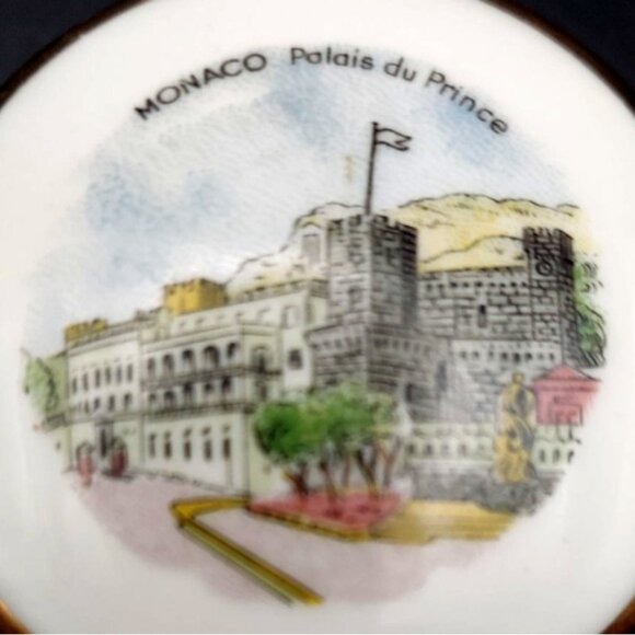 Limoges France 3-Legged Porcelain Trinket Dish Monaco Palais Du Prince w/ Lid - Picture 3 of 6